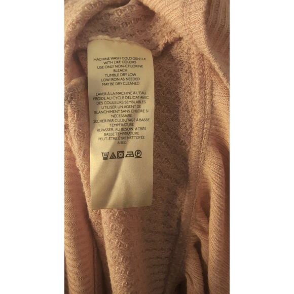 Free People Pink Waffle Knit Ruffle Hem Henley Tunic - Picture 7 of 8